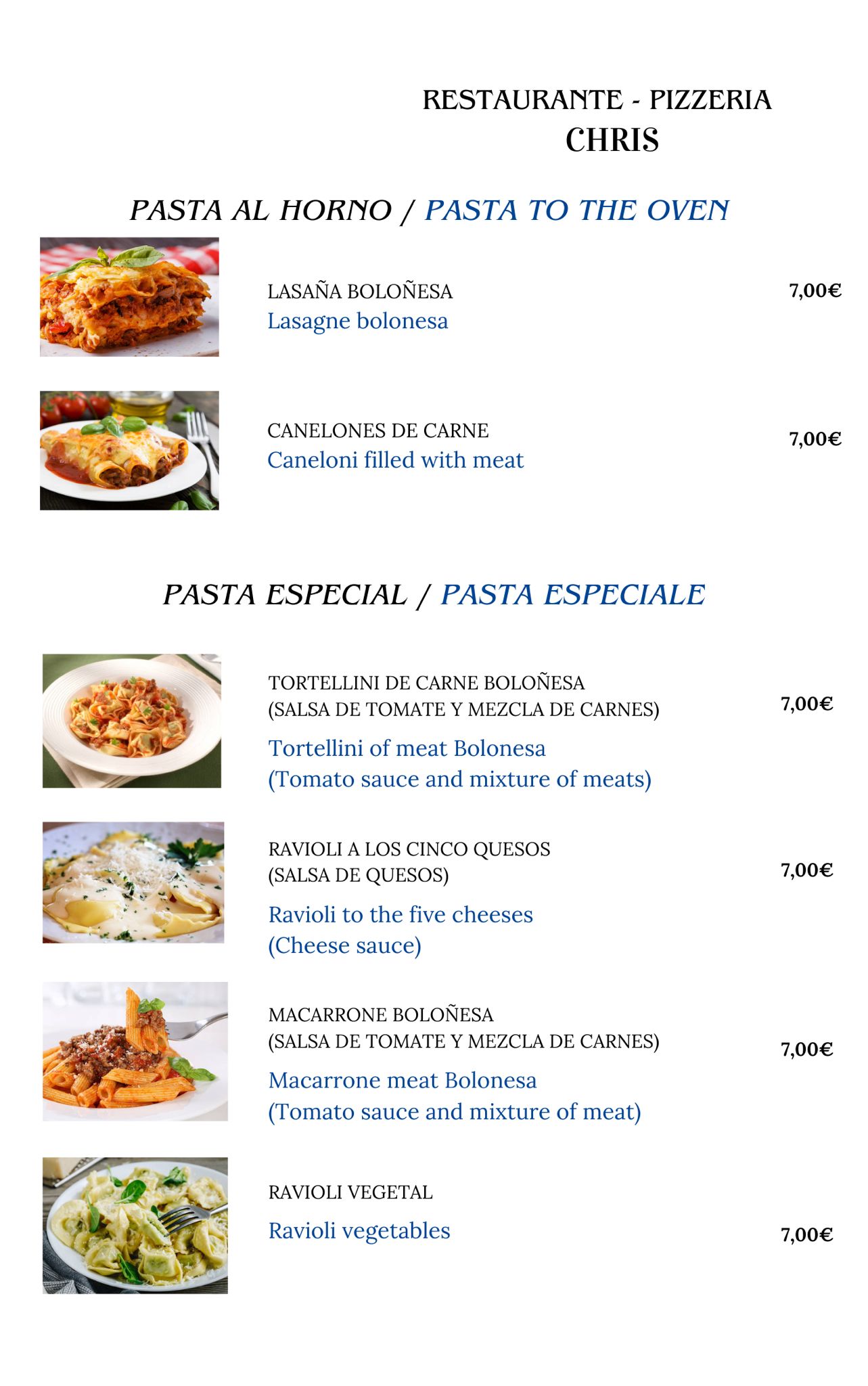 Pastas al horno